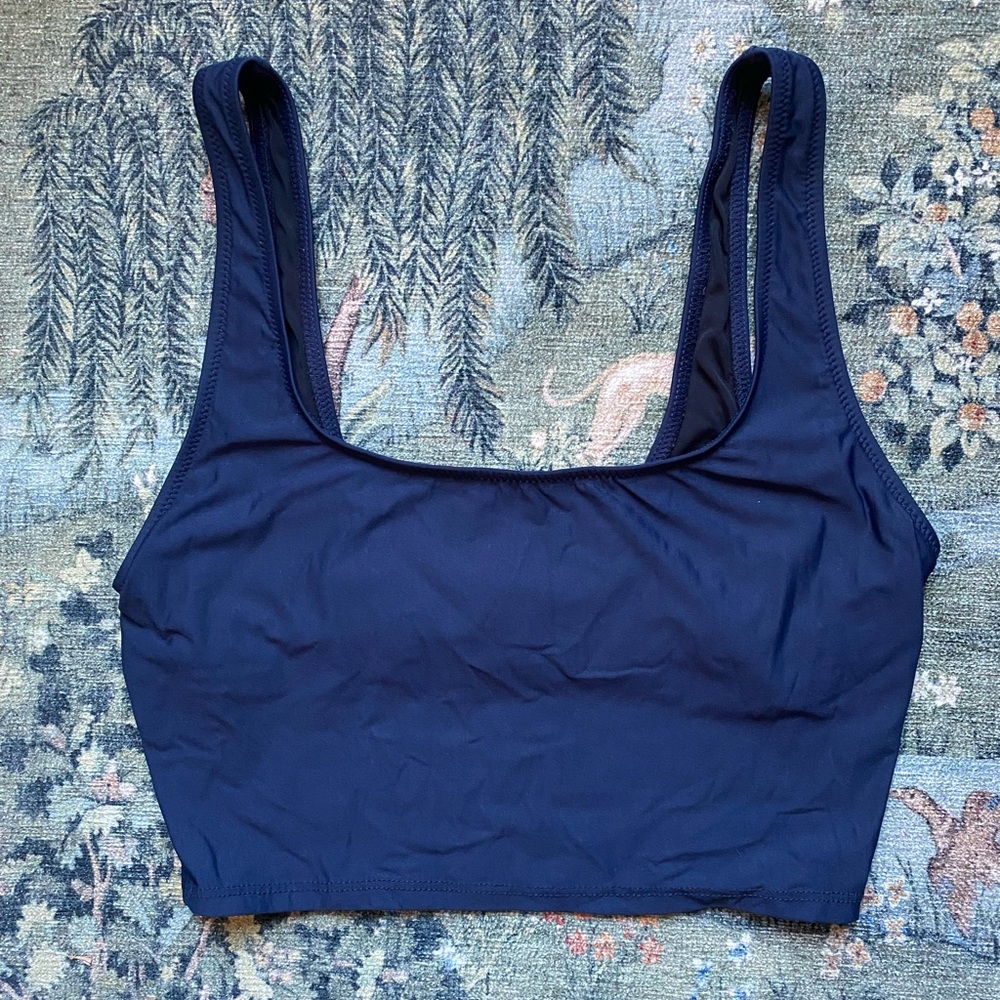 j. crew navy tankini longline swim top, size M